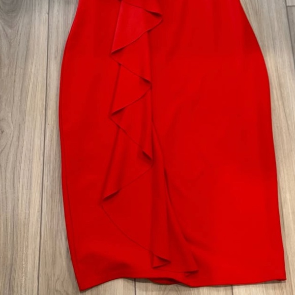 Womens Orange High Neck Ruffle Dress UK 14 - Picture 2 of 2